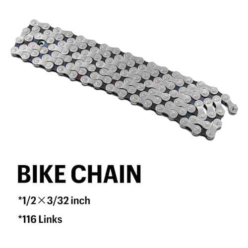 Single/6/7/8 Speed Bike Chain, 1/2 x 3/32 Inch, 116 Links, Mountain & Road Cycling Chain (6/7/8 Speed, 1 Set)