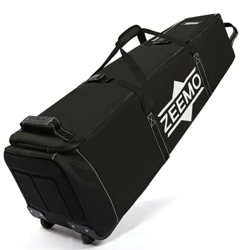 ZEEMO Full-Open Golf Travel Bag for Airlines, Wheeled Club Carrier Black & White