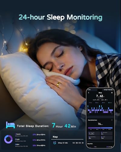 Smart Ring for Women Men - Gen 4 SR06 Carbon Black with 24-Hour Sleep & Health Tracking