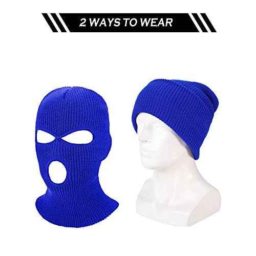 WILLBOND 2 Pieces Knitted Full Face Cover 3 Hole Mask Winter Balaclava Face Cover