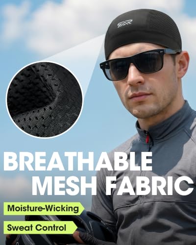 3-Pack Breathable Mesh Skull Cap Helmet Liners - One Size Black & White