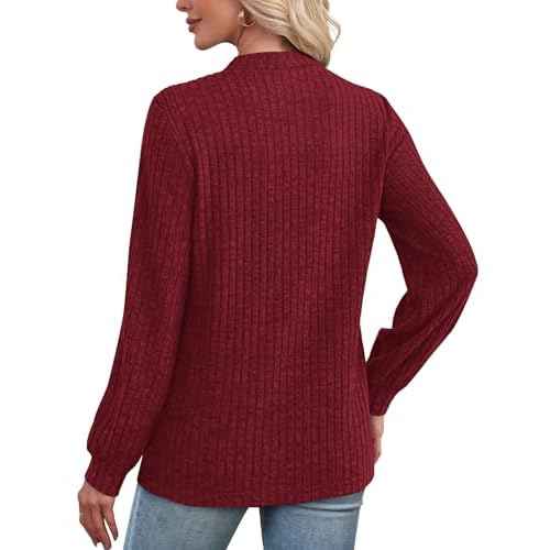 XIEERDUO Long Sleeve Shirts For Women Dressy Casual Mock Neck Fall Fashion 2025 Soft Lightweight Tunic Sweaters