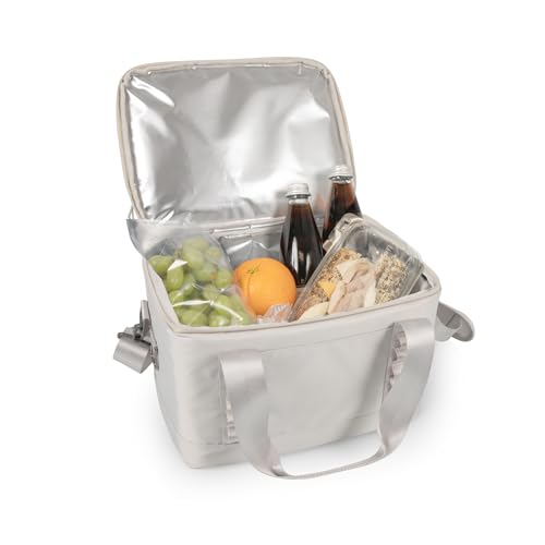 PICNIC TIME Tarana Superthick Cooler Bag with Removable Shoulder Strap, 12 Can Insulated Soft Cooler, Beach Cooler, Insulated Camping Cooler, Picnic Cooler, (Halo Gray)