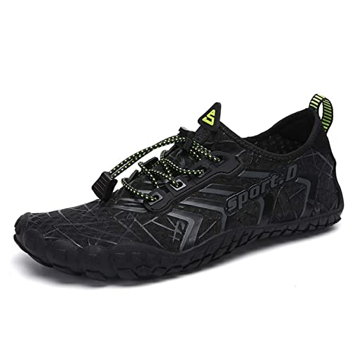 Water Shoes for Men and Women - Quick Dry Barefoot Hiking & Swimming Shoes - Black, 14 Women / 12 Men