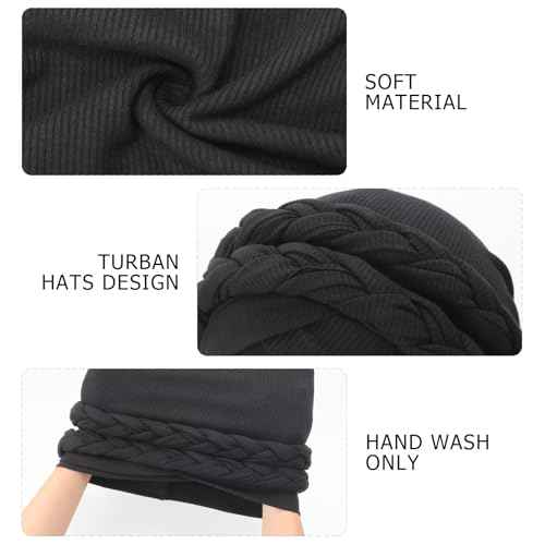 DRESHOW Turban Pre-Tied Twisted Braid Hair Cover Wrap Hat African Beanie Headwraps for Black Women Chemo Cancer Cap