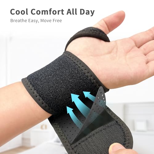 Black Carpal Tunnel Wrist Brace with Compression Wrap - Adjustable Support