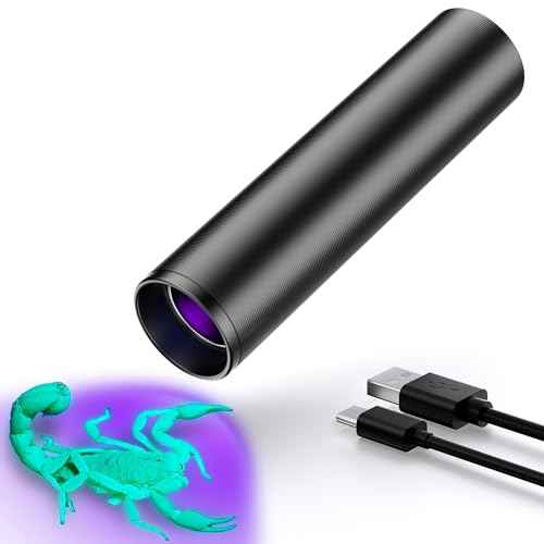 Black Light UV Light, 395nm Mini Powerful Rechargeable UV Flashlight, USB-C Ultraviolet Blacklight Flashlight, Portable Pet Urine Detector for Resin Curing, Uranium Glass, Rocks, Scorpion
