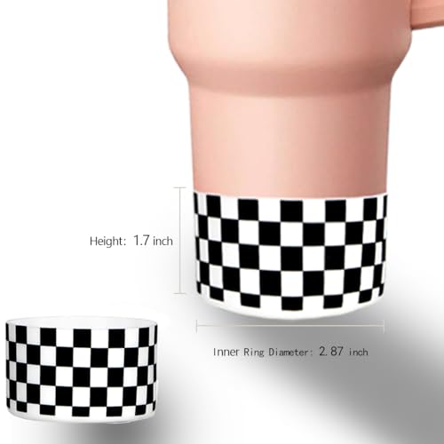 GENLEAS 1 PCS Checkered Pattern Protective Silicone Boot for Stanley Tumbler 20oz-40oz, for Hydro Flask Water Bottle 12oz-24oz, Anti-Slip Sleeve for Bottles with 2.88-2.97in Bottom