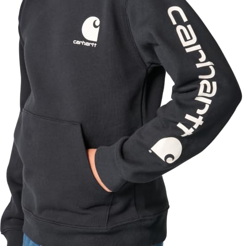 Carhartt Boys Long Sleeve Hooded Sweatshirt - Large Caviar Black