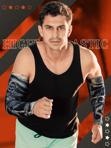 Gothic Men Tattoo Arm Sleeves UV Cover - Medium, 20 Pcs, Various Styles