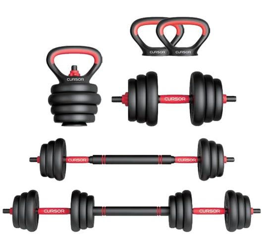 4-IN-1 Adjustable Dumbbells Set, Work As Dumbbell/Barbell/Kettlebell/Push up Stand, Home Gym Weights Strength Training (CS50)