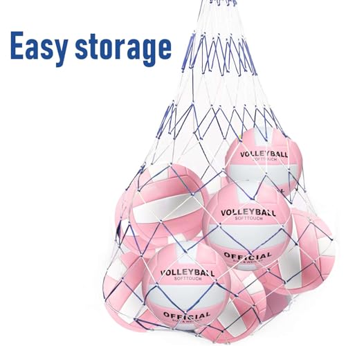 Pink Official Size 5 Synthetic Leather Volleyballs 6 Pack with Pump & Mesh Bag