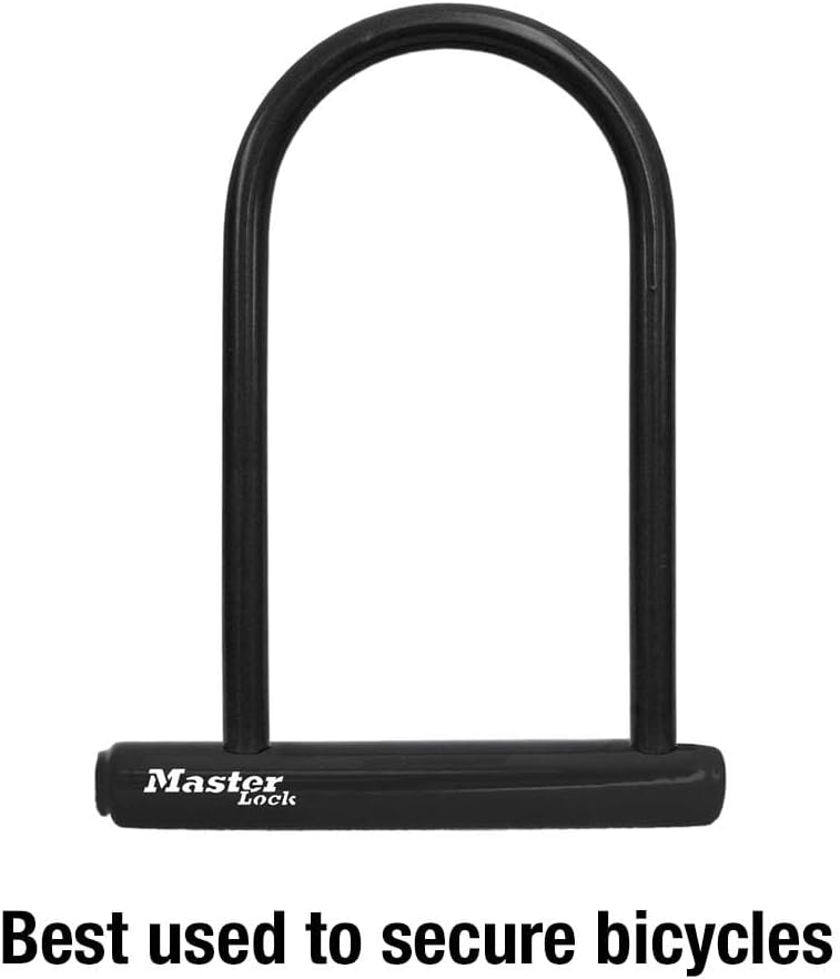 Master Lock Black Bike Lock with Key, Standard Size U-Lock for Bicycles and Other Outdoor Equipment, Anti-Theft Lock for Bikes, 8320D