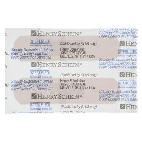 Henry Schein Adhesive Sheer Bandage Strips, 3/4" x 3", Sterile, Box of 100 Bandages