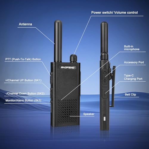 Baofeng T26 Walkie Talkies 6 Pack Long Range Two-Way Radios with Earpieces