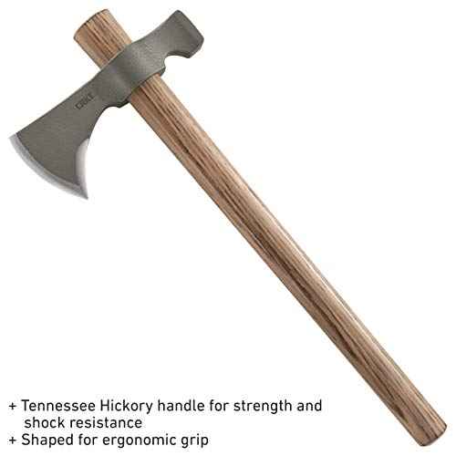 CRKT Woods Chogan Tomahawk Axe: RMJ T-Hawk Lightweight Outdoor Camping Axe with Hammerhead, Forged Carbon Steel Blade, and Hickory Wooden Handle 2730