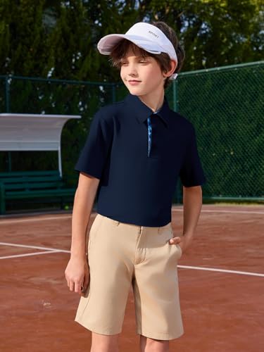 Kids Boys Short Sleeve Polo Shirt Athletic Golf School Uniform Collared Top 5-14Y