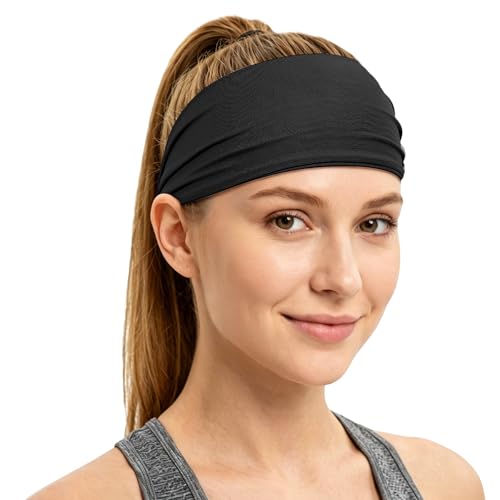 Sukeen Adjustable Cooling Headband for Women - Black Breathable Sweatband