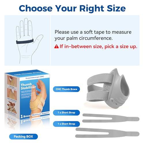 Thumb Brace Right Hand Support for Arthritis M Gray - Stabilizing CMC Joint