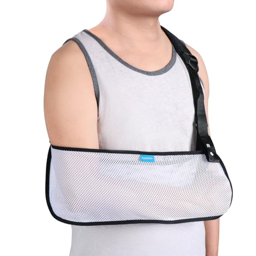 Breathable Mesh Arm Sling for Shoulder Injury - White Medium - Supports & Stabilizes Elbow, Wrist, and Shoulder