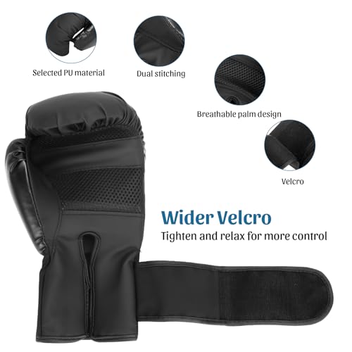 Professional Boxing Gloves for Training Sparring Muay Thai 10 OZ Black