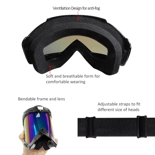 Motorcycle ATV Dirt Bike Goggles 2-Pack with Color and Clear Lenses