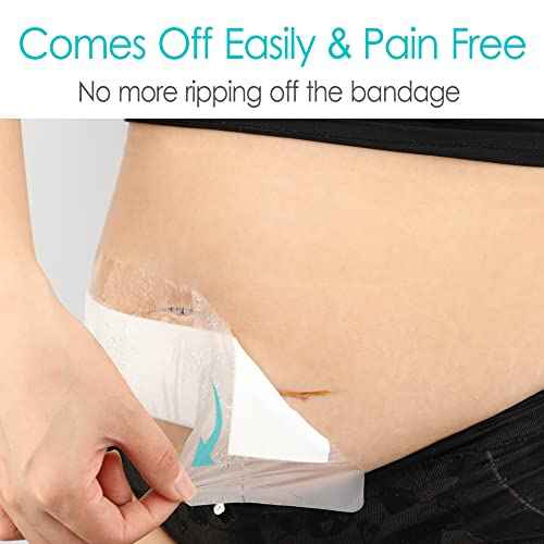 14 Pack 4"x10" Waterproof Adhesive Island Dressing for Knee Replacement Post-Surgery Recovery Bordered Gauze Bandages with Non-Stick Pad for Hip Surgical Incision Care Shower Protection