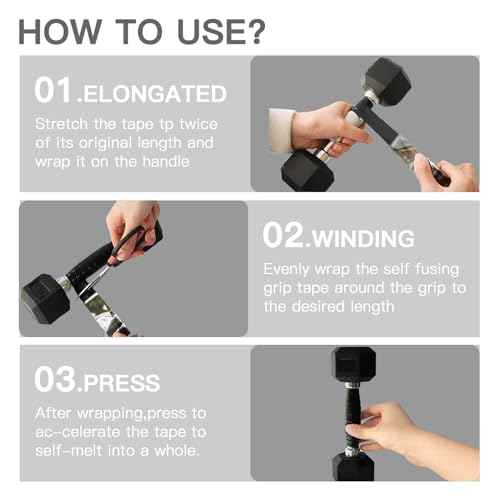 Self-Fusing Silicone Tape - No Adhesive Grip Tape for Bike Handlebar, Fishing Pole, Pull-Up Bar, Bicycle (Black, 5 FT)