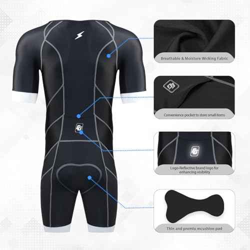 Mens Pro Trisuit Short Sleeve Triathlon Suit Best For Swimming Racing Tri Suit
