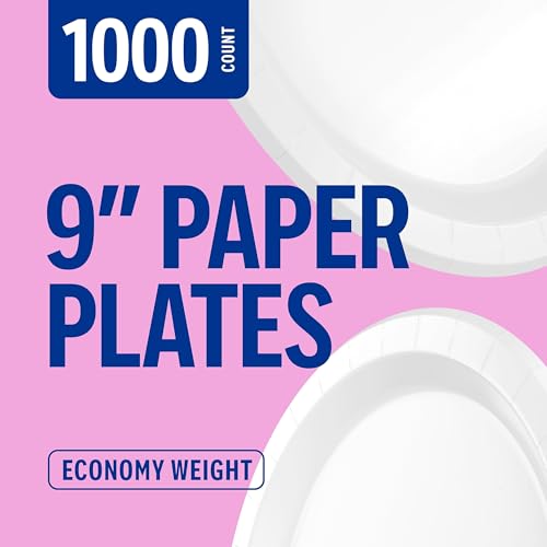Disposable 9 Inch White Paper Plates Bulk Pack of 1,000 for Events