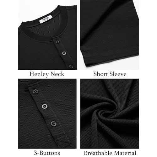COOFANDY Men's Henley Shirts Short Sleeve Ribbed T-Shirts Bodybuilding Workout Tee Shirts