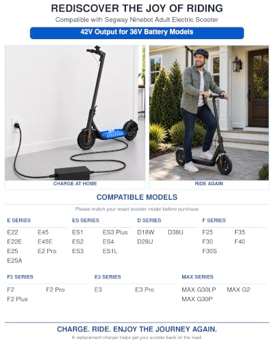 42V 2A Electric Scooter Charger Replacement for Segway Ninebot - Safe & Compatible