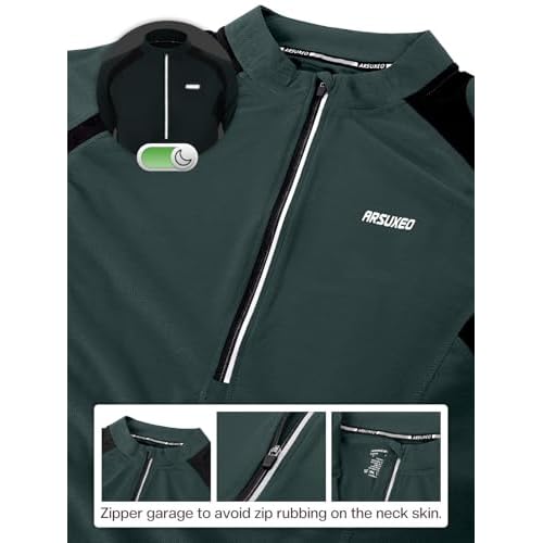 ARSUXEO Men's Half Zipper Cycling Jerseys Long Sleeves Mountain Bike Shirts 6031