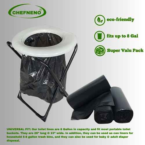 Portable Camping Toilet Waste Bags (30 Bags, 1 roll) 8 Gallon Black Can Liner for Travel, Camping and Outdoor Getaways (30 ct.)