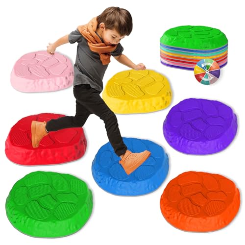 12-Pack Kids Balance Stepping Stones with Non-Slip Edges - Indoor & Outdoor Toys