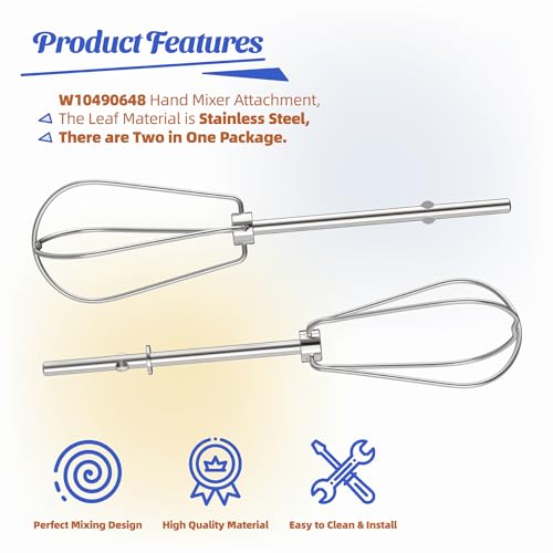 KitchenAid Hand Mixer Beaters Replacement Set - W10490648, 2 Pack