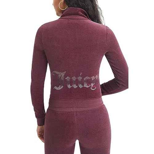 Ombre Bling Cotton Velour Mockneck Track Jacket