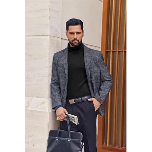 Ekouaer Mens Turtleneck Shirts Ribbed Lightweight Sweater Long Sleeve Casual Pullover Thermal Undershirts S-XXL