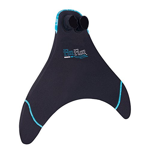 Fin Fun Mermaid Monofin - Blue Trim Black, Large Water Flipper for Kids & Adults