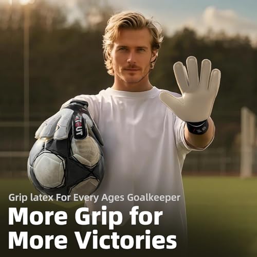 Sportout Youth & Adult Goalkeeper Gloves - Black, Strong Grip & Finger Protection