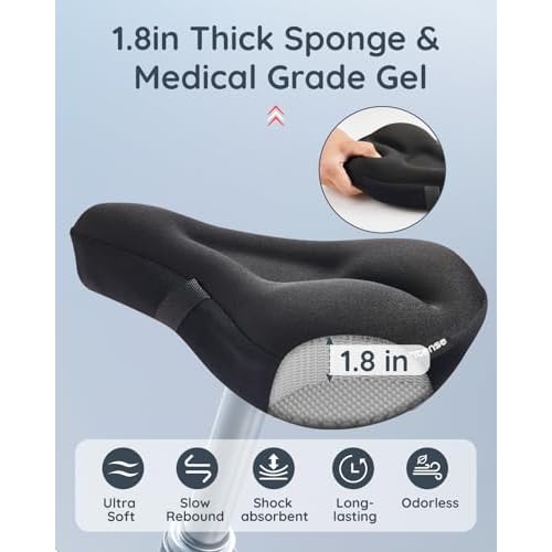 Bike Seat Cushion, Comfort Bike Seat Cover for Men Women, Exercise Bicycle Seat Cushion Padded Cover Compatible with Peloton, Mountain Stationary Bikes