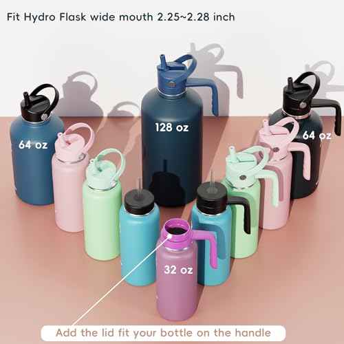 Replacement Lid for Hydroflask Wide Mouth Water Bottle, Top Lids with Straw for Hydro Flask Accessories, Top Sport Bottle Handle Cap for Hydroflask 12 16 20 32 40 64 128 oz Wide Mouth