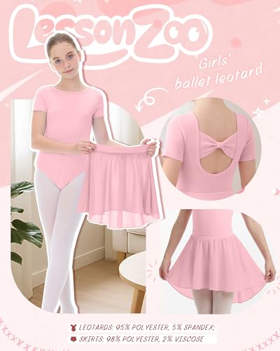 Girls Ballet Leotard Set - 4-6 Years Light Pink 3 Pack for Dance Practice