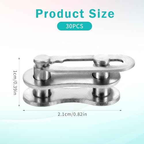 30 Set Bike Chain Master Link, Single Speed Bicycle Missing Link Bike Chain Link Connectors Repair Parts for Mountain Bike BMX Bike Motorcycles (Silver)
