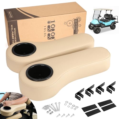 Beige Golf Cart Rear Seat Armrest Kit with Cup Holder for EZGO Club Car Yamaha