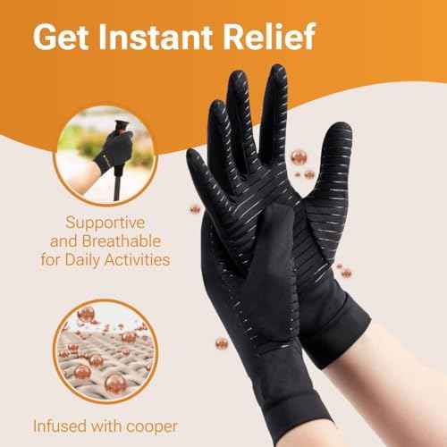 Fititude: Copper Compression Pair of Full Finger Gloves helps You Recover from Arthritis, Swelling, Joint and Hand Pain