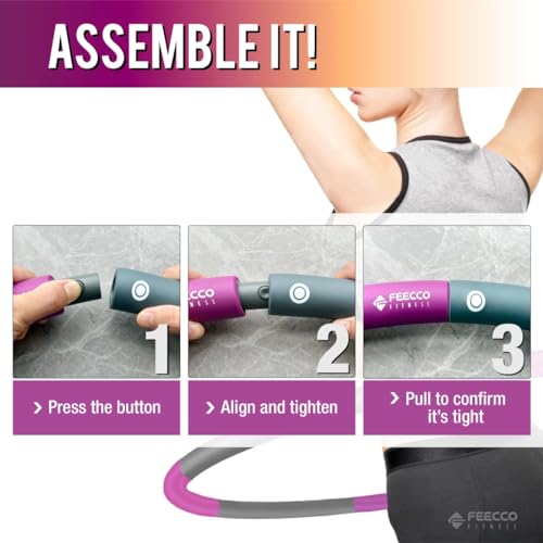 FEECCO Weighted Fitness Hoop, 8 Detachable Sections for Weight Loss