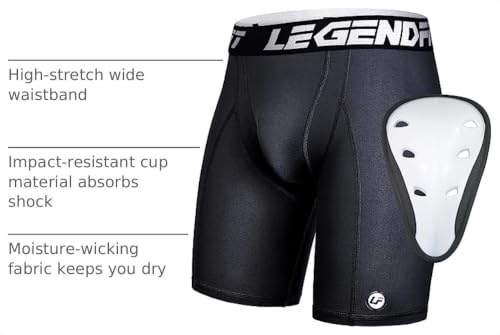 Men's Baseball Compression Shorts with Athletic Cup - X-Large Black