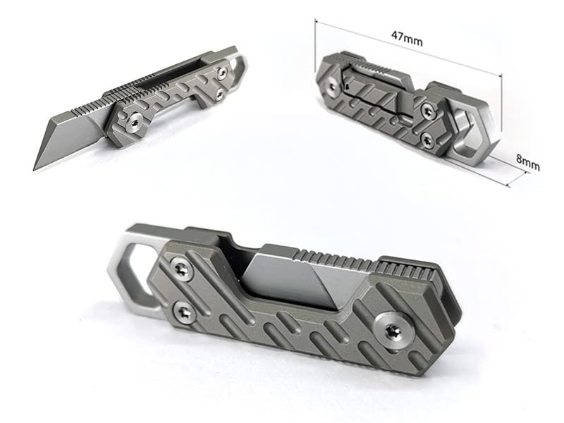CLOSS Industries VLKN Micro Titanium Folding Knife - Ultra-Lightweight Compact EDC Utility Knife with Grade 5 Titanium Handle & AUS-8 Stainless Steel Blade (Silver)