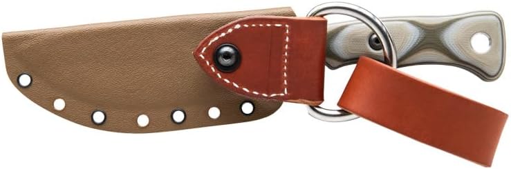 Tops Knives Camp Creek Full Tang Fixed Blade- Tumble Finish Blade Finish- Coyote Tan Kydex Sheath w/Dangler (Camo G10 Handle)